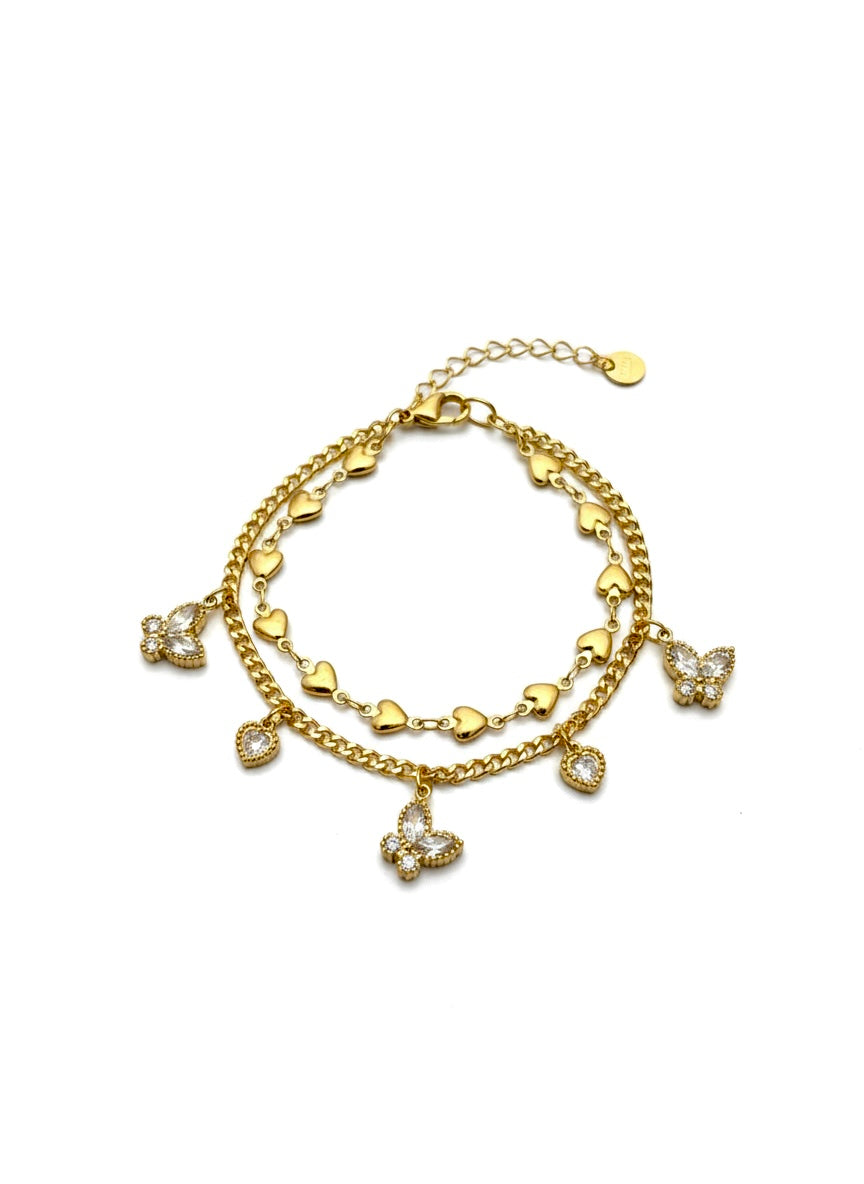 Butterfly & Heart Charm Bracelet