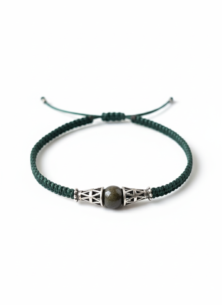Handcrafted Silver Geometric Stone Bracelet
