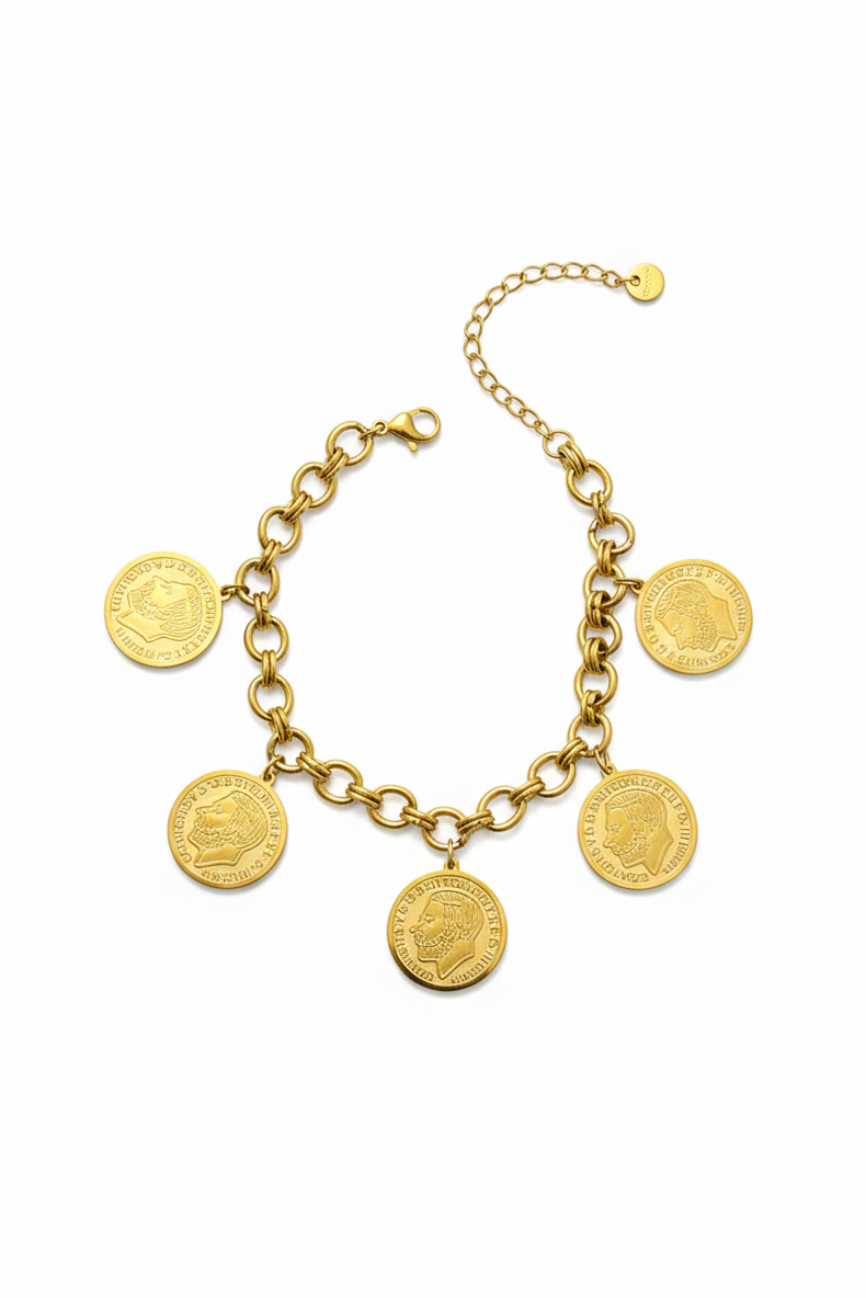 Roman Emperor Coin Charm Bracelet
