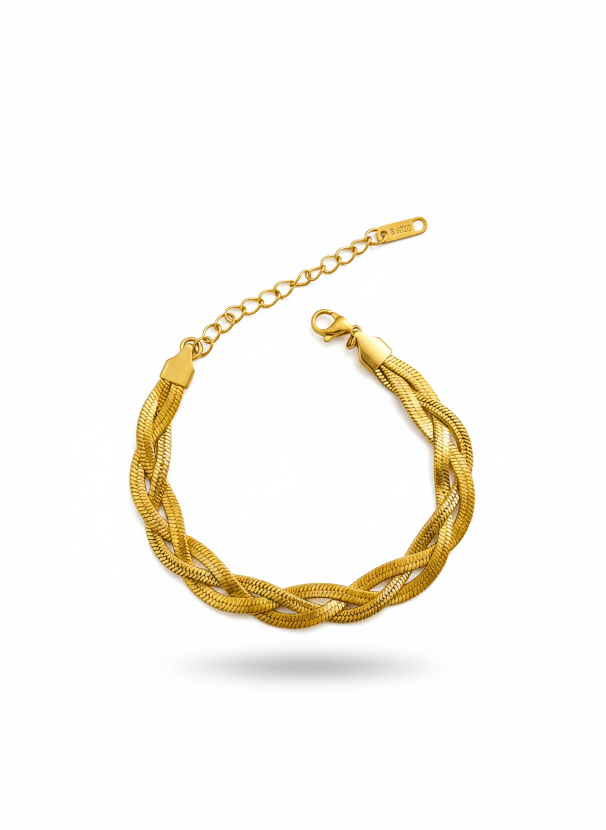 Braided Gold Herringbone Bracelet