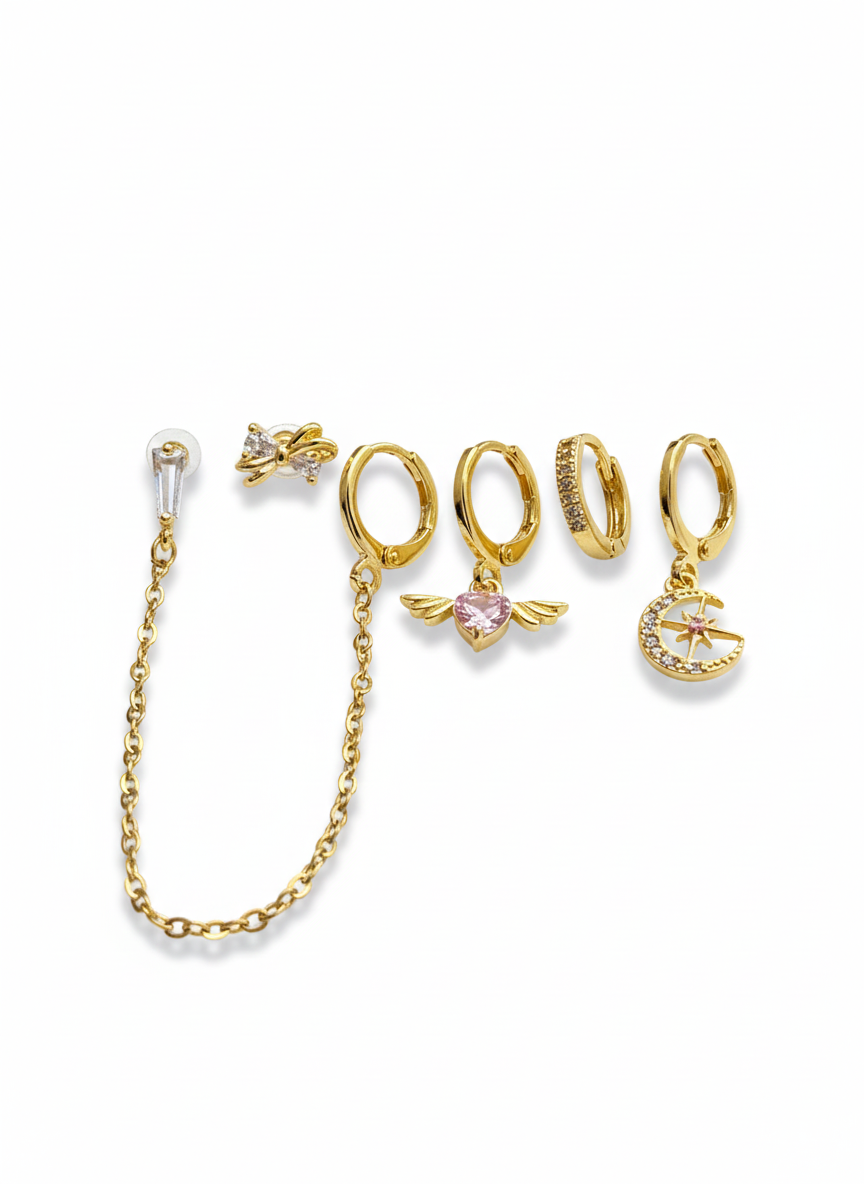 Pink Lunar Earring Set
