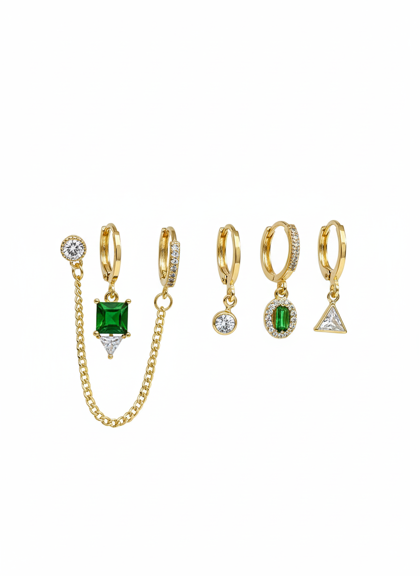 Emerald Halo Curation Earring Set