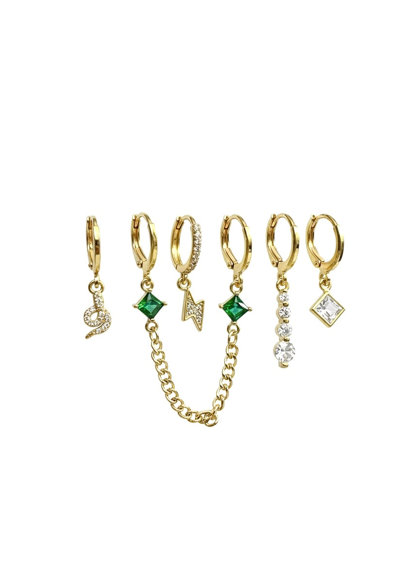 Emerald Bolt Curation Earring Set