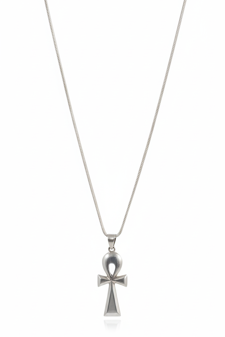 Handcrafted Silver Ankh Pendant Necklace