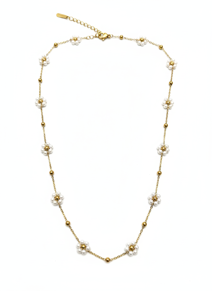 Pearl Blossom Station Necklace