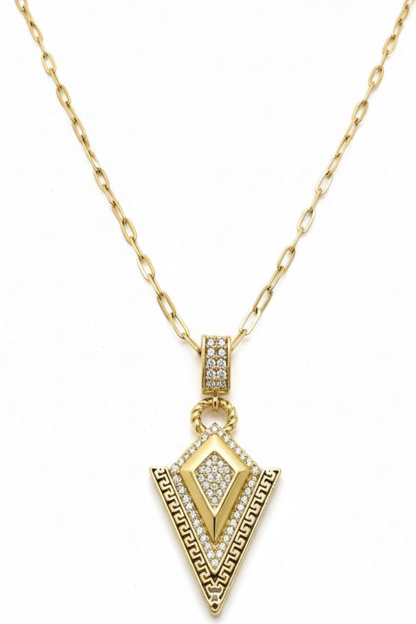 Greek Key Shield Pendant Necklace