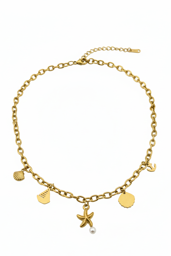 Coastal Treasures Multi-Charm Choker Necklace