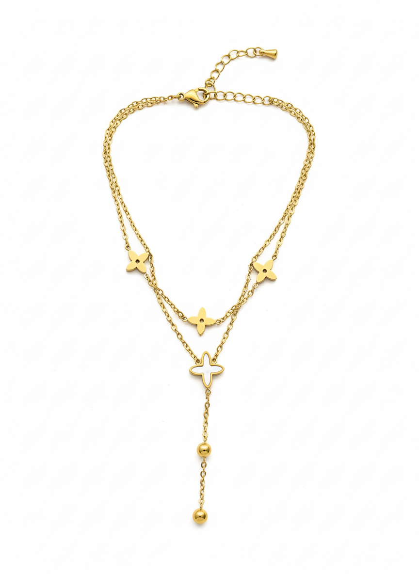 Clover Drop Layered Anklet