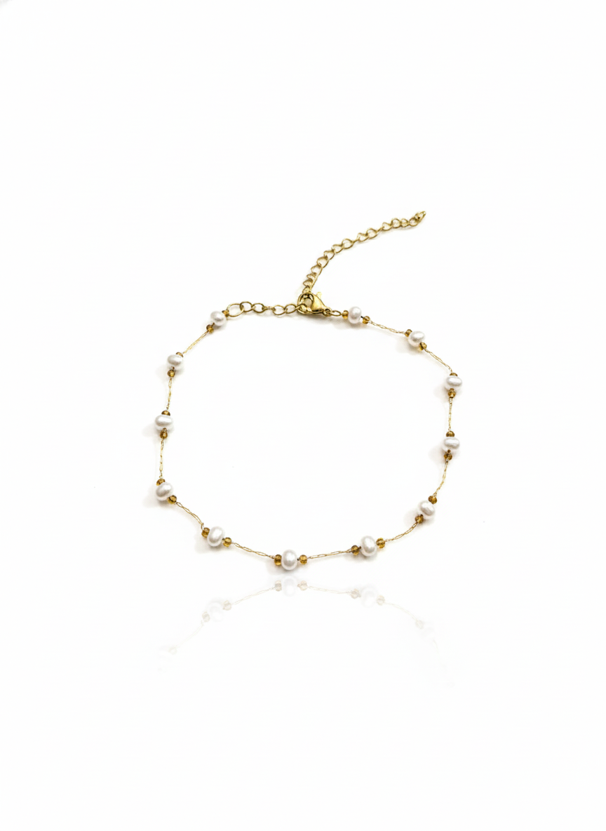 "Golden Coast Pearl Stream" Anklet