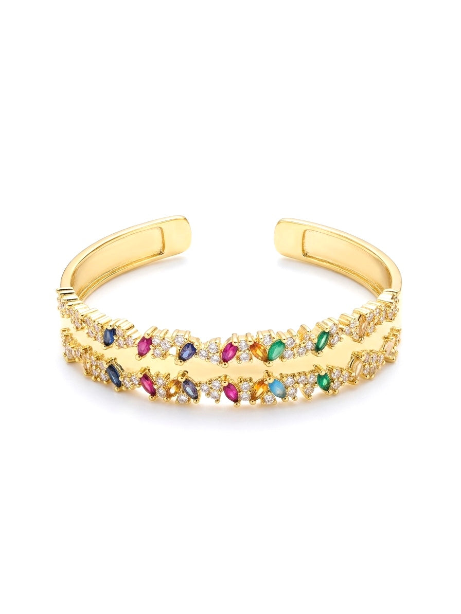 Rainbow Marquise Double-Row Cuff